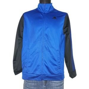 Adidas Women Size XL 18/20 Blue Black Track Jacket Full Zip Athleisure Gym Coats